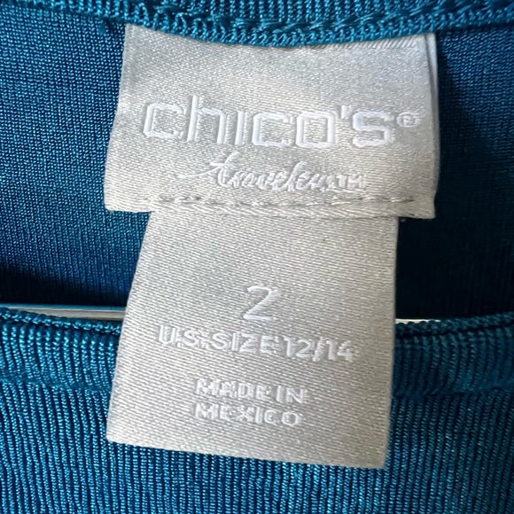 Chico's Travelers Classic Tank Side-Slit Bateau Neck Striking Teal Size L - Picture 9 of 10